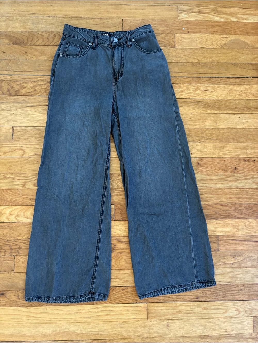 OAT New York High Rise Wide Leg Pants 6 28 Lightweight Chambray Flowy Palazzo